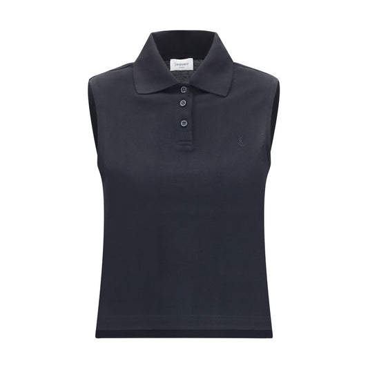 Polo Saint Laurent negro de algodón reciclado
