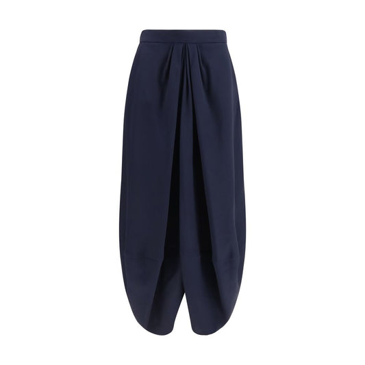Falda larga de seda azul de Giorgio Armani