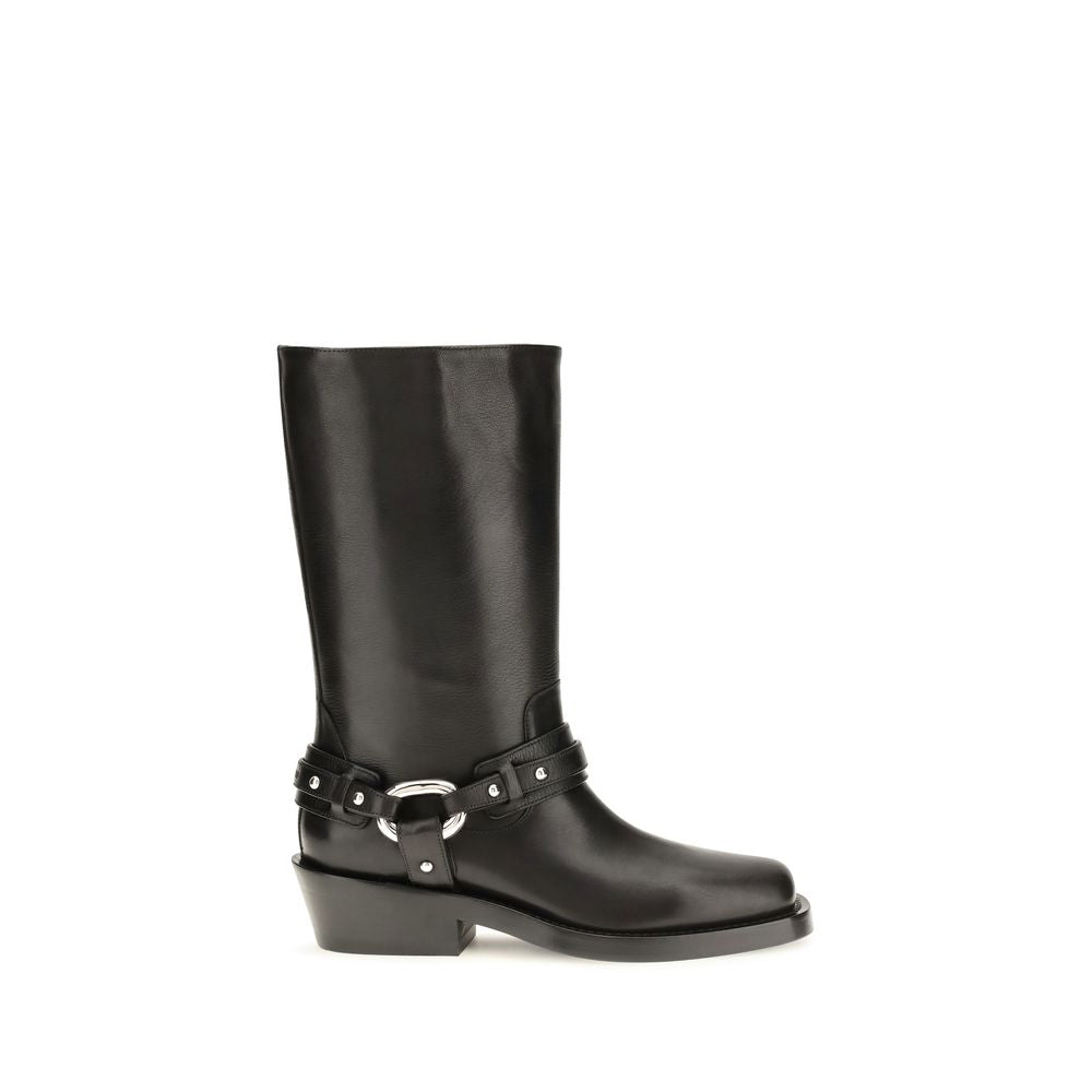 Rabanne Bottes plates en cuir de veau noir modèle Bos Taurus