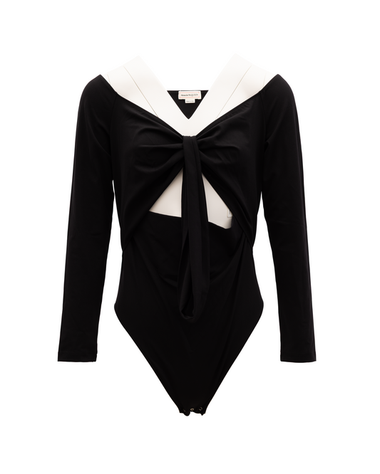 Top Alexander McQueen en coton noir et blanc