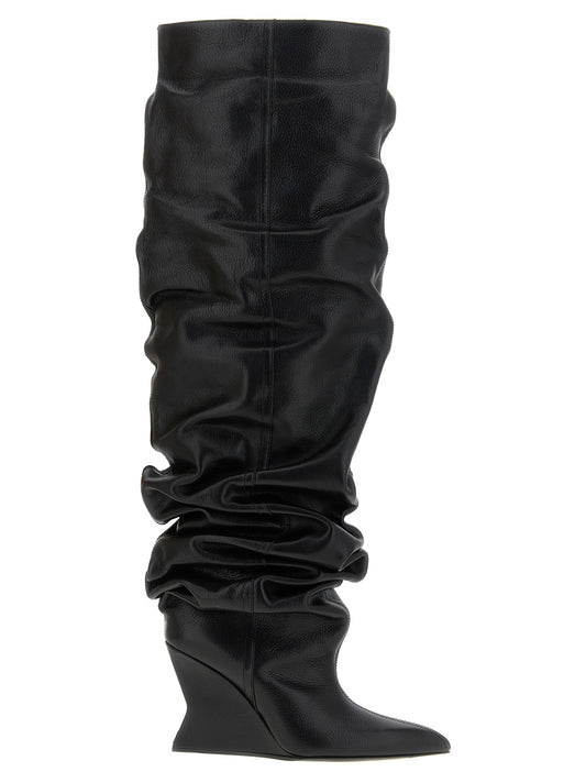 Balmain Bota alta de piel de becerro negra