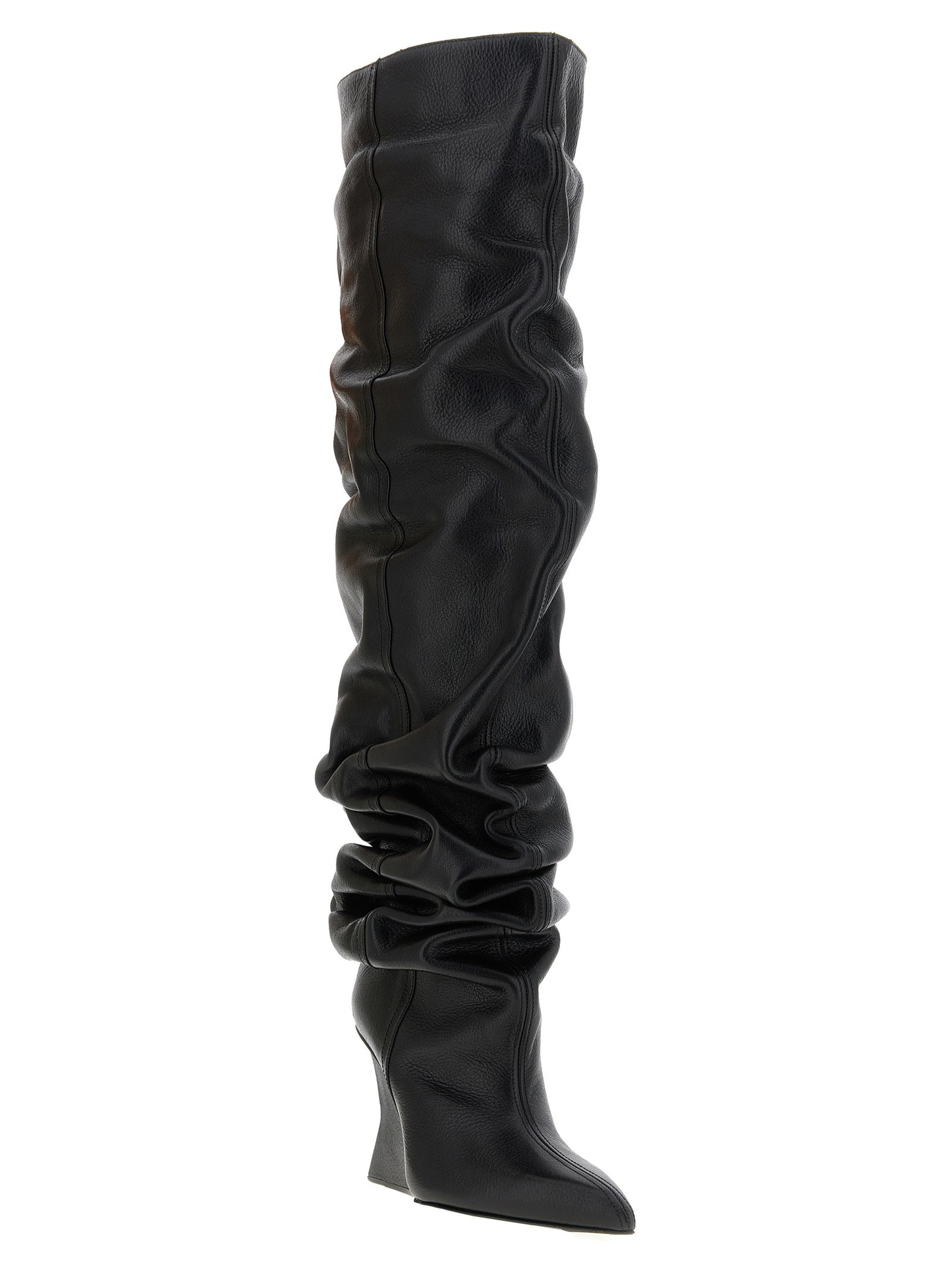 Balmain Bota alta de piel de becerro negra