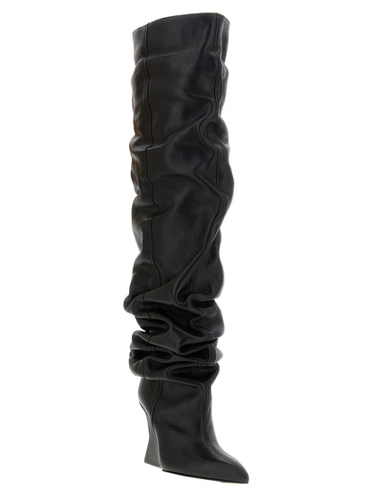 Balmain Bota alta de piel de becerro negra