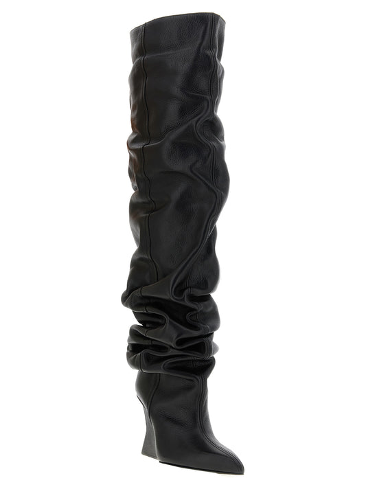 Balmain Bota alta de piel de becerro negra