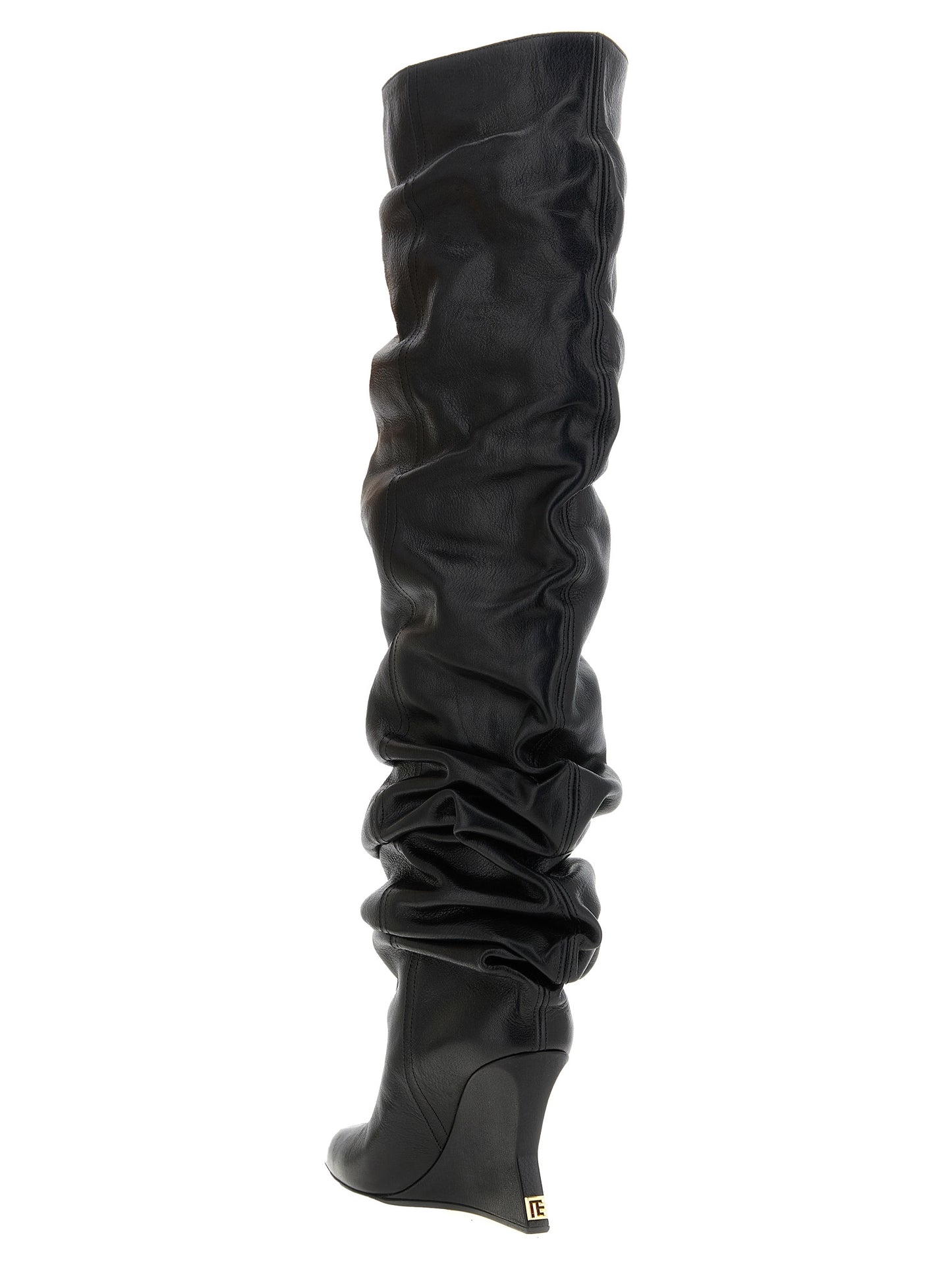 Balmain Bota alta de piel de becerro negra
