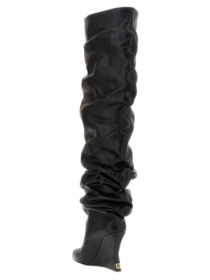 Balmain Bota alta de piel de becerro negra