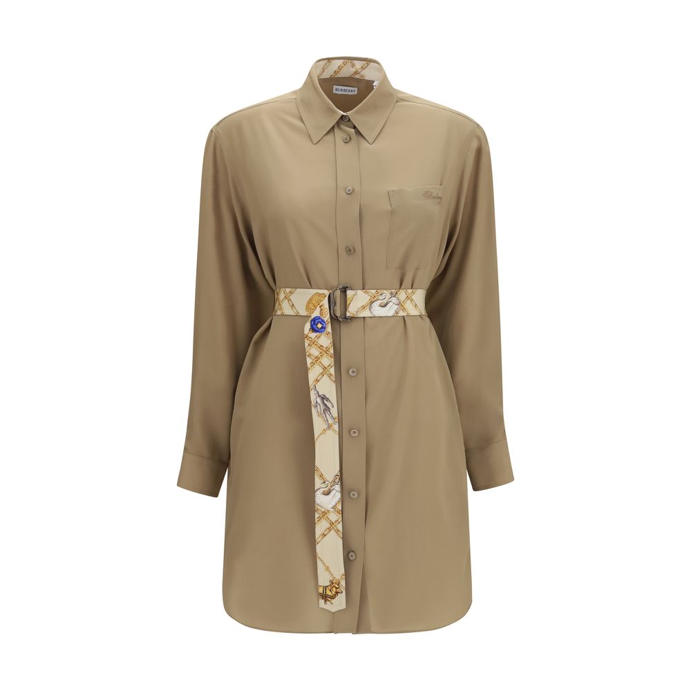 Burberry Vestido Casual De Seda Beige Con Corte Relajado