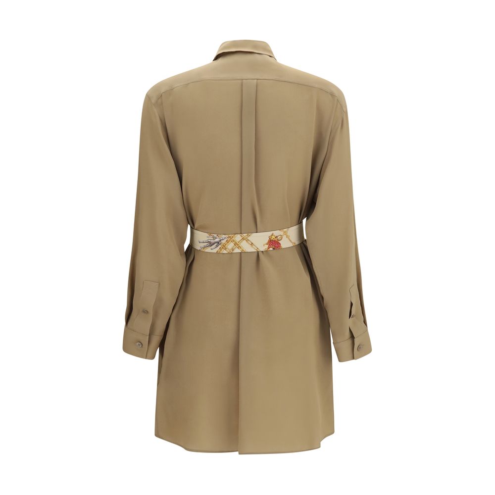 Burberry Vestido Casual De Seda Beige Con Corte Relajado