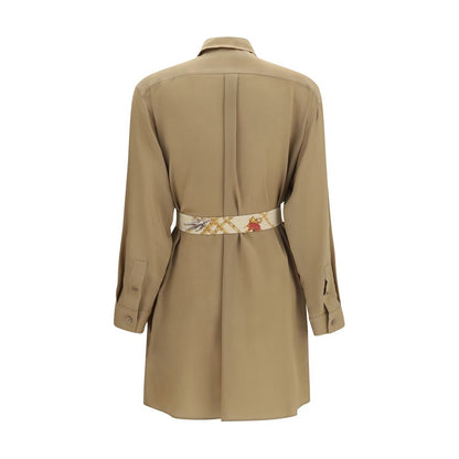 Burberry Vestido Casual De Seda Beige Con Corte Relajado