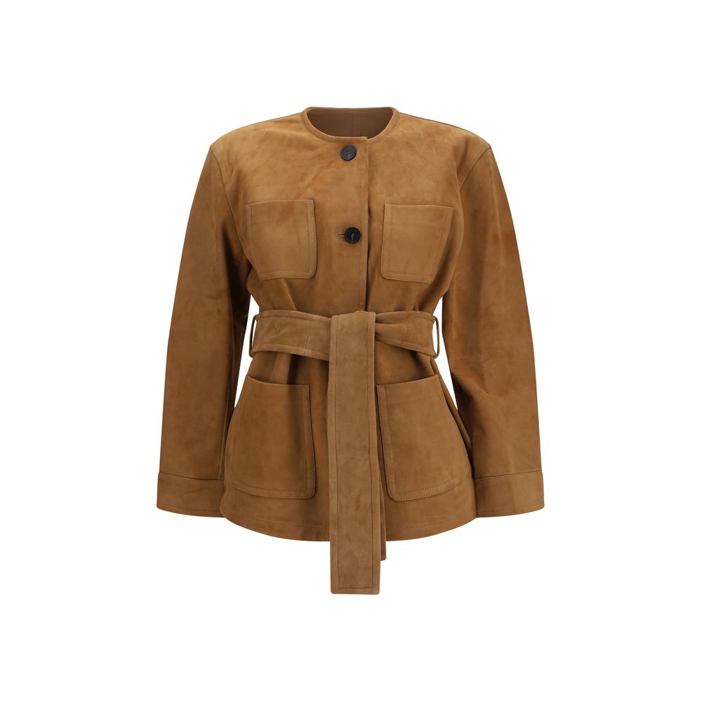 Chaqueta de cuero Max Mara marrón de piel de cordero