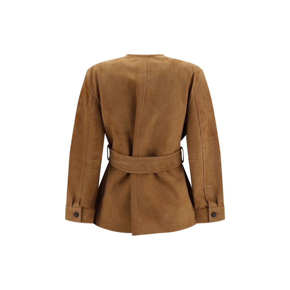 Chaqueta de cuero Max Mara marrón de piel de cordero