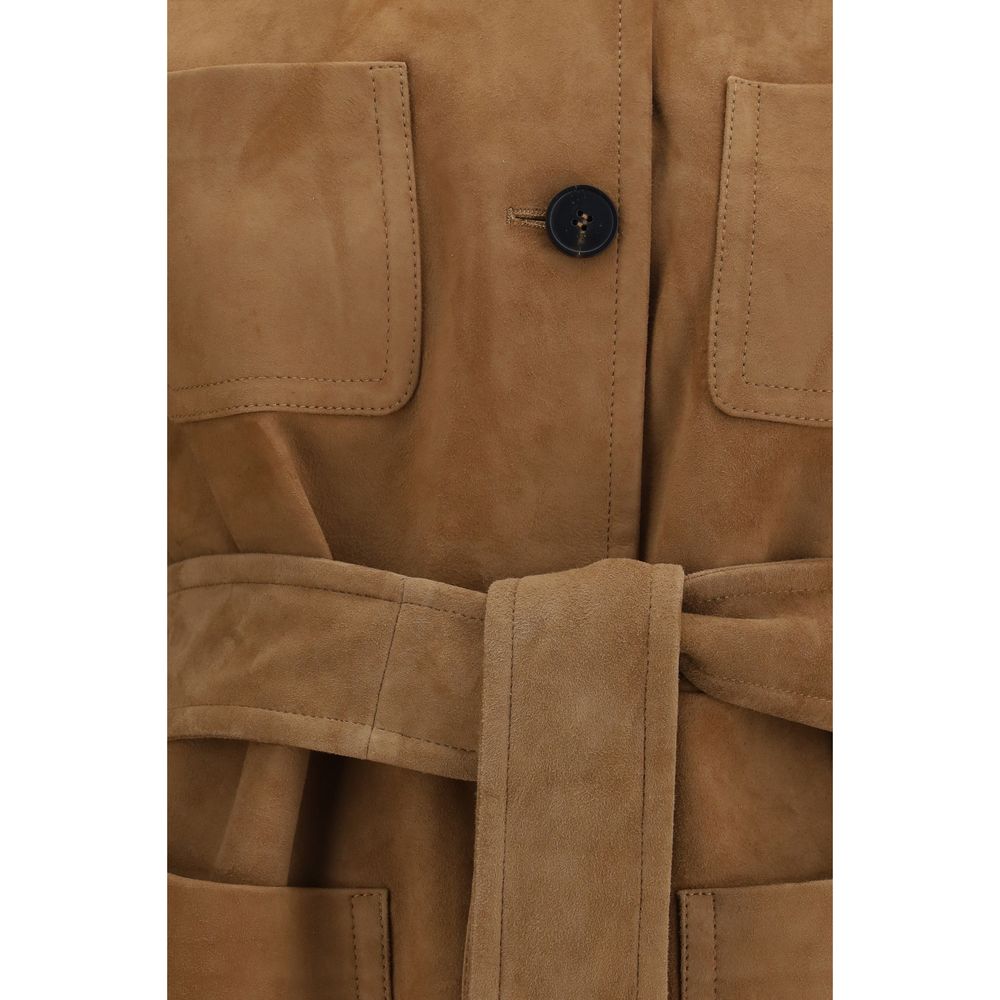 Chaqueta de cuero Max Mara marrón de piel de cordero