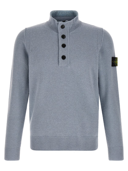 Cardigan Stone Island en Laine Vierge Bleue Modèle 5100040
