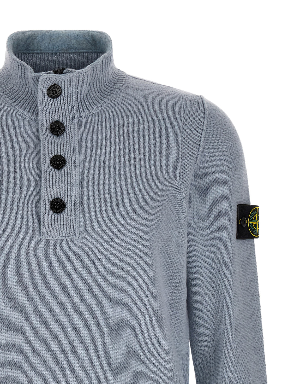 Cardigan Stone Island en Laine Vierge Bleue Modèle 5100040