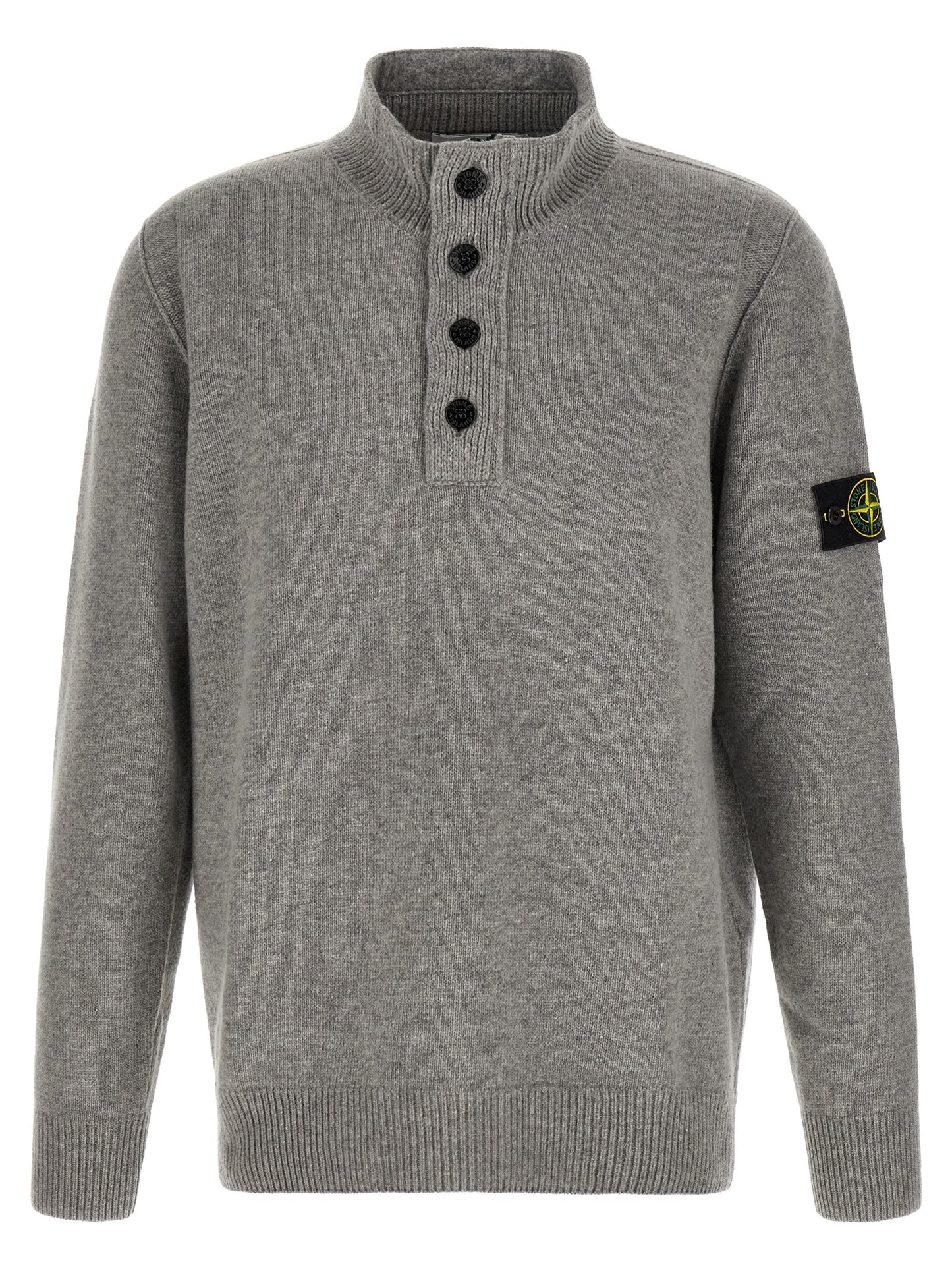 Cárdigan Stone Island de Lana Virgen Gris Mélange