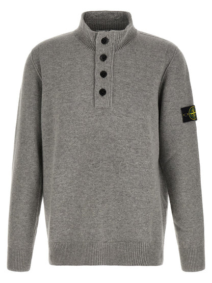 Cárdigan Stone Island de Lana Virgen Gris Mélange