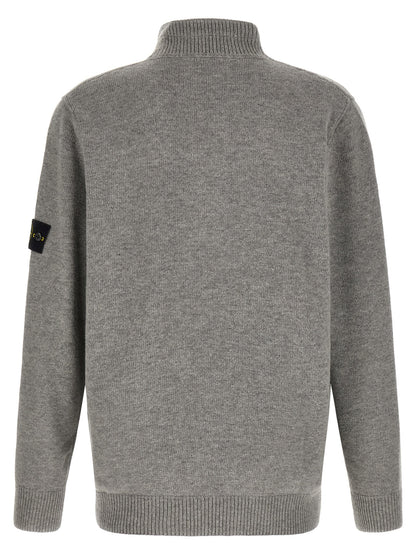 Cárdigan Stone Island de Lana Virgen Gris Mélange