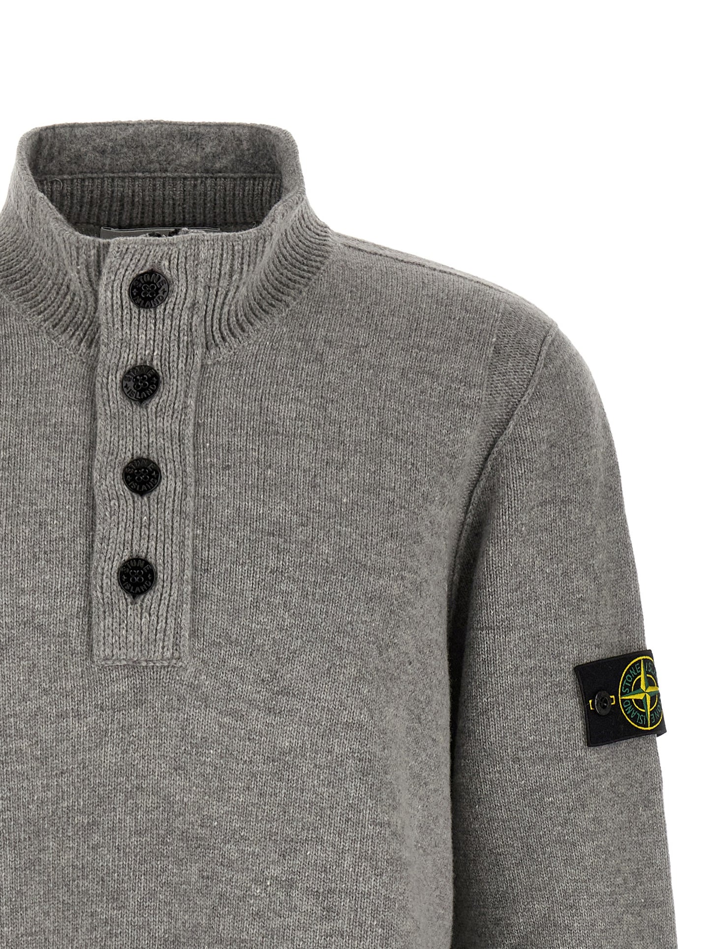 Cárdigan Stone Island de Lana Virgen Gris Mélange