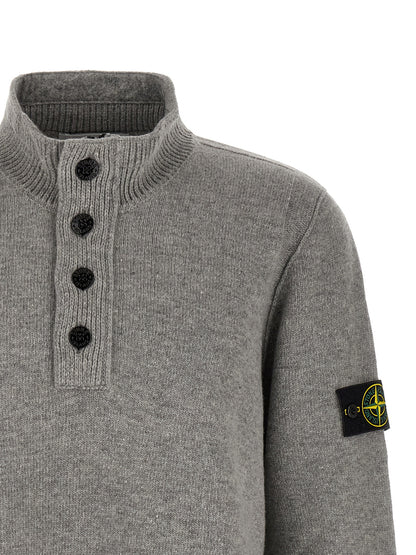 Cárdigan Stone Island de Lana Virgen Gris Mélange