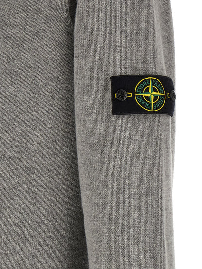 Cárdigan Stone Island de Lana Virgen Gris Mélange