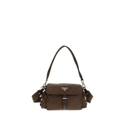 Bolso de hombro Prada de poliamida reciclada marrón
