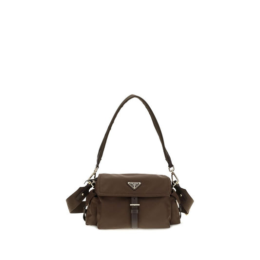Bolso de hombro Prada de poliamida reciclada marrón