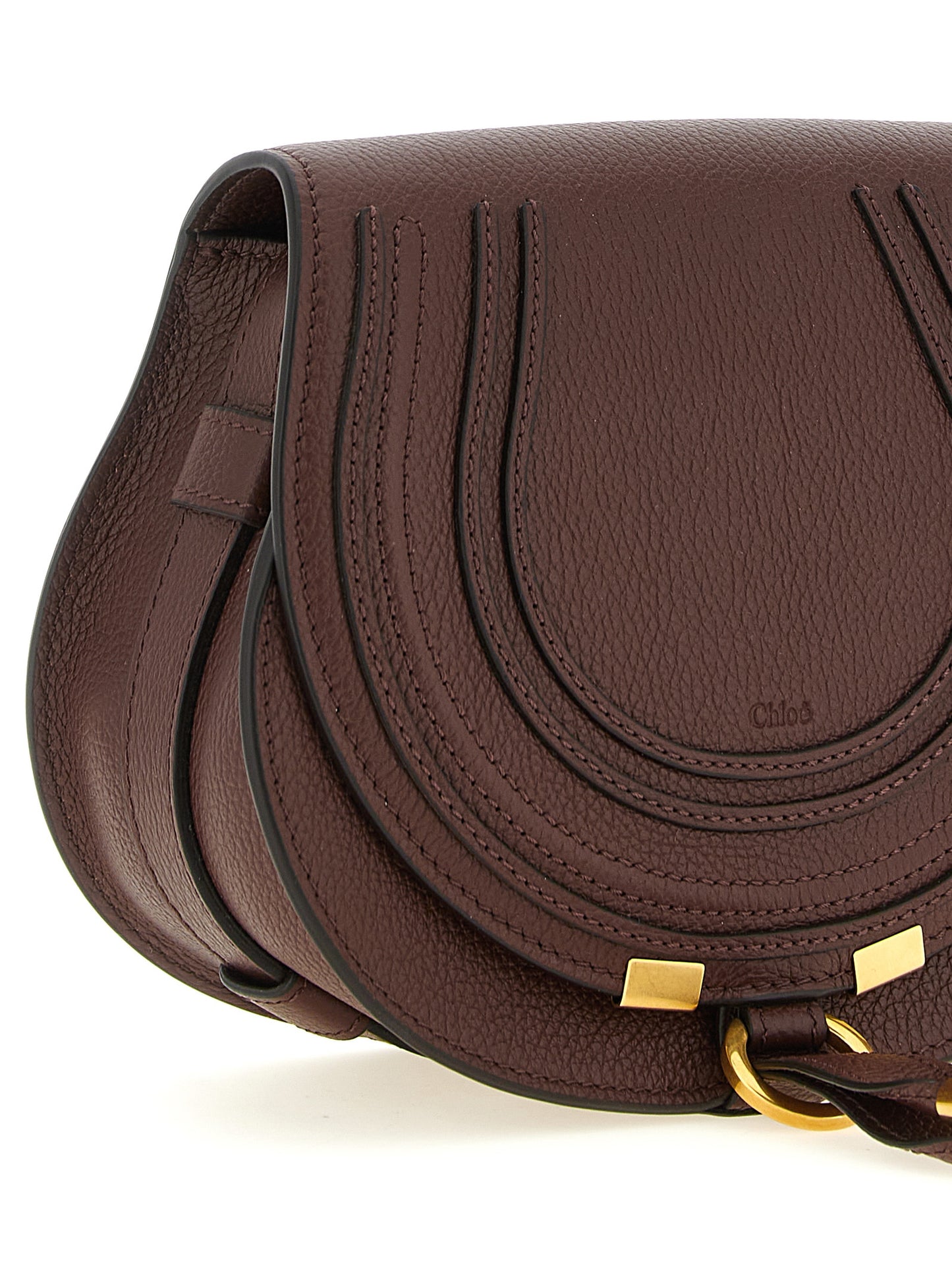 Chloé Sac bandoulière en cuir de veau marron Modèle Marcie
