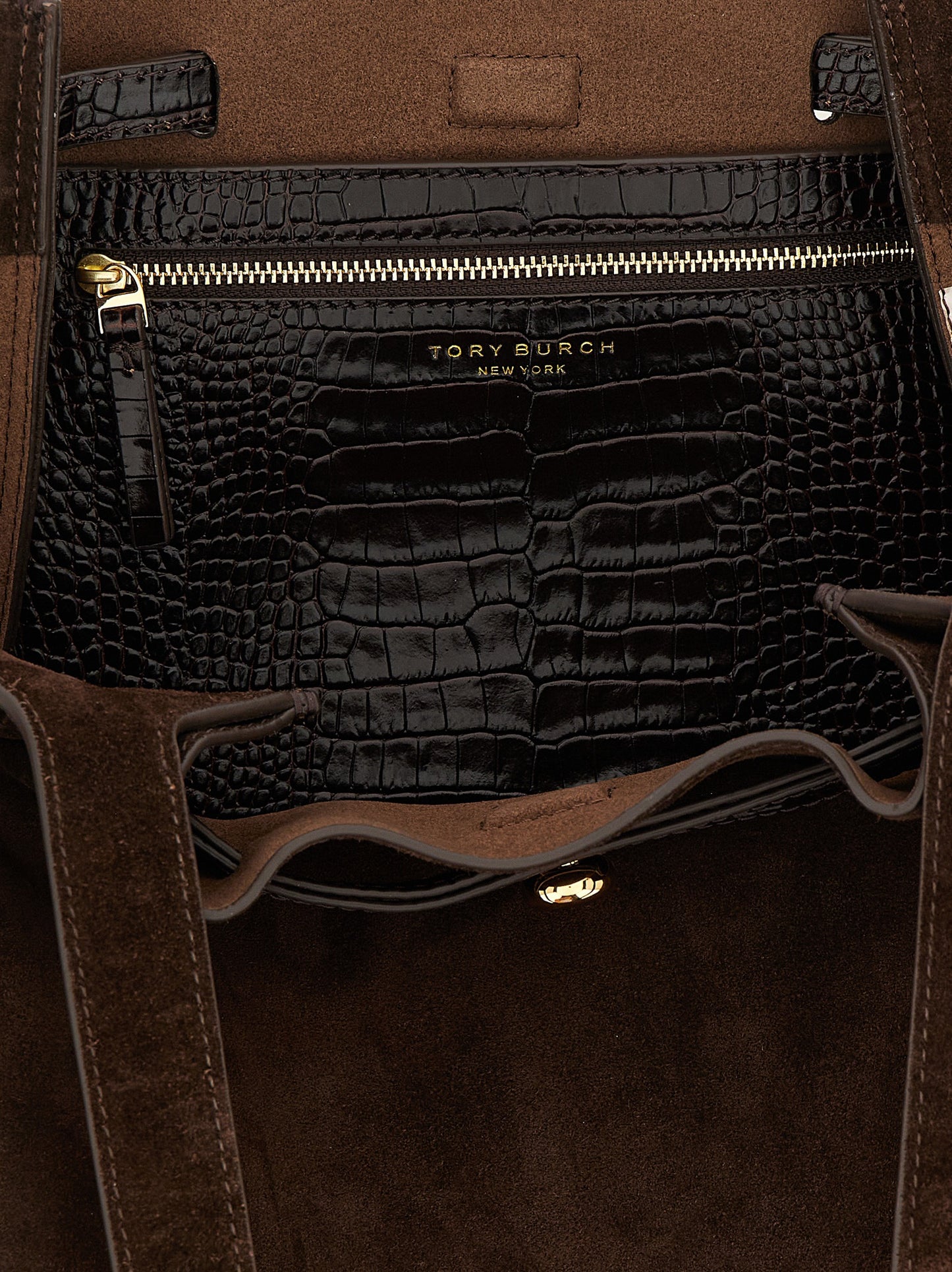 Bolso tote de cuero bovino marrón Tory Burch