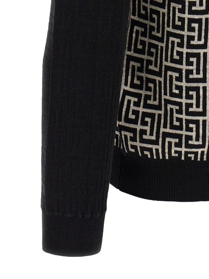 Cardigan Balmain De Algodón Con Diseño Bicolar Equilibrado