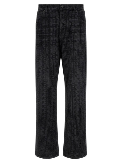 Jean Balmain en coton noir à jambe droite