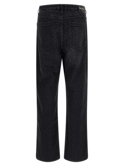 Jean Balmain en coton noir à jambe droite