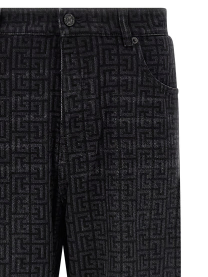 Jean Balmain en coton noir à jambe droite