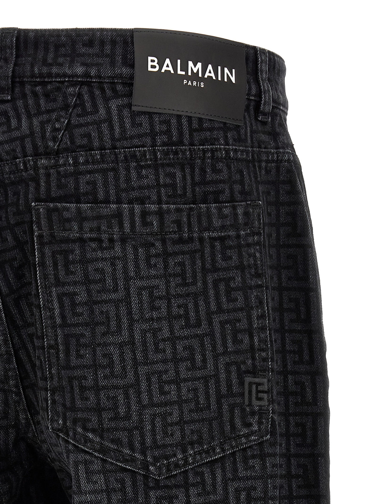 Jean Balmain en coton noir à jambe droite