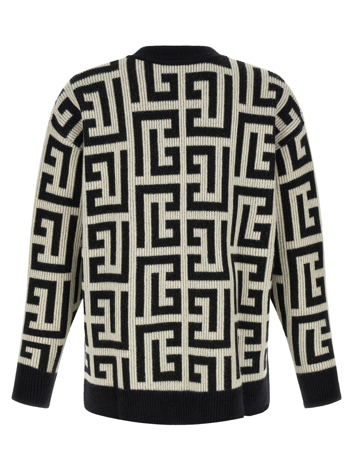 Cárdigan De Lana Merino Balmain Bicolor Clásico