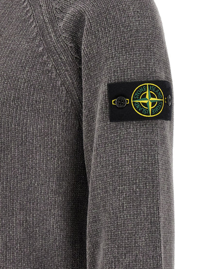 Stone Island Cardigan de Algodón Gris - Diseño Estructurado