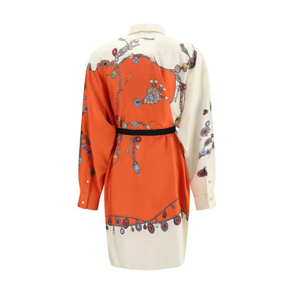 Vestido Casual De Seda Pura En Tono Naranja Versace