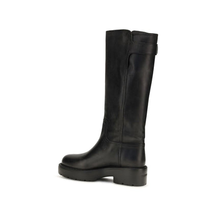 Bottes plates Miu Miu en cuir de veau noir