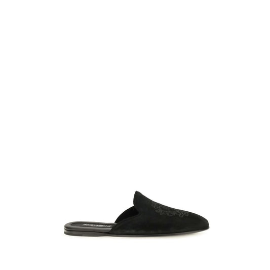 Dolce & Gabbana Black Calfskin Mules Bos Taurus