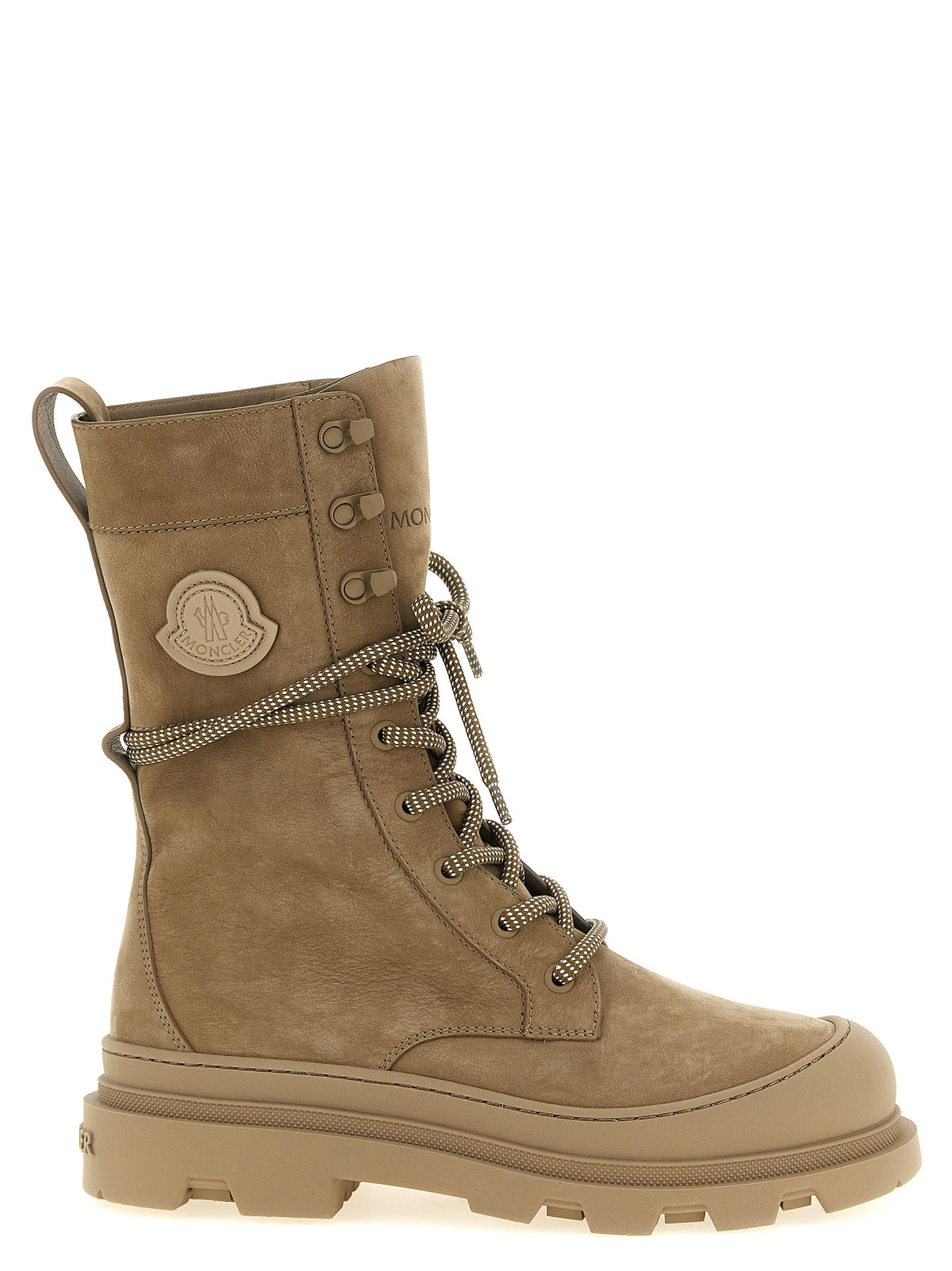 Moncler Botas De Cuero Con Cordones Beige Modelo Vera High