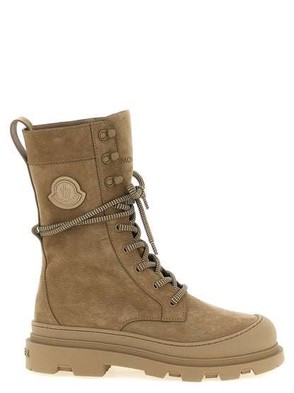 Moncler Botas De Cuero Con Cordones Beige Modelo Vera High