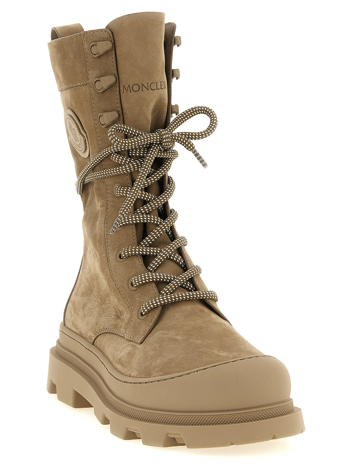 Moncler Botas De Cuero Con Cordones Beige Modelo Vera High