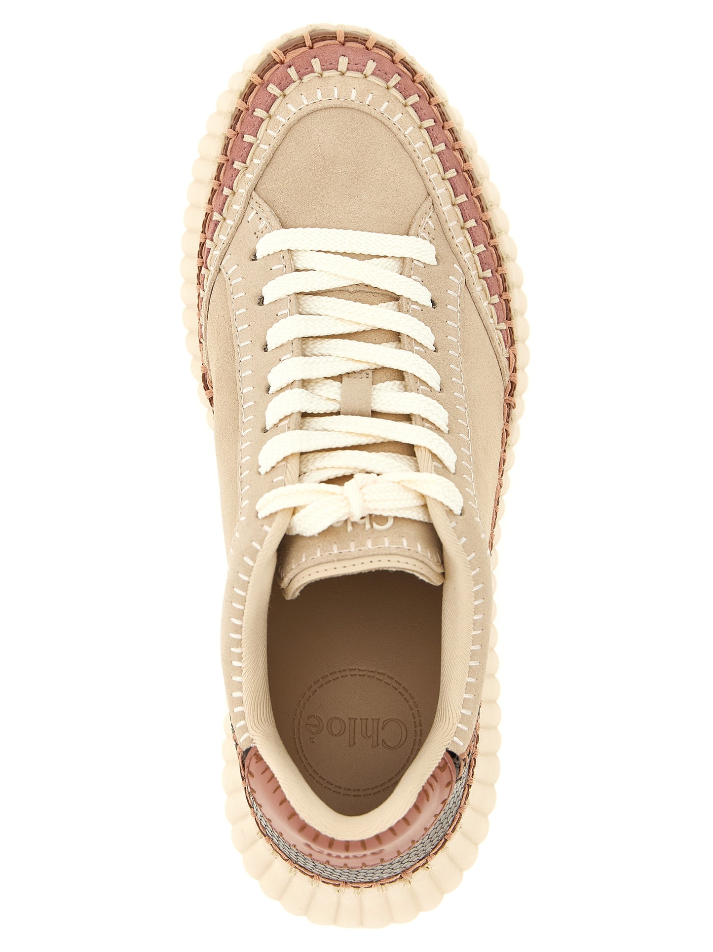 Chloé Nama Platform Sandals In Beige And Polyester