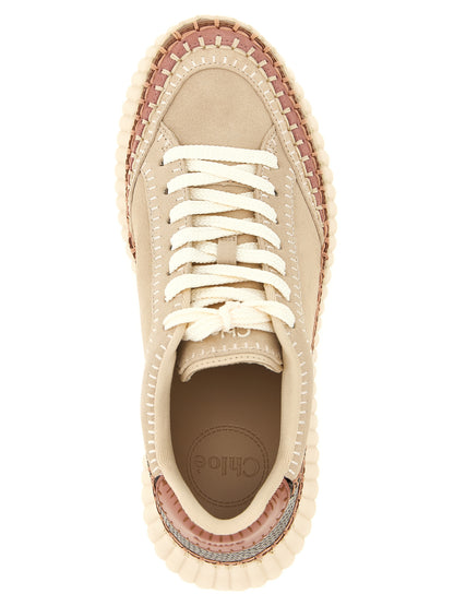 Chloé Nama Platform Sandals In Beige And Polyester