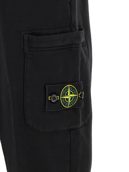 Stone Island Black Cotton Joggers (Workout Pants)