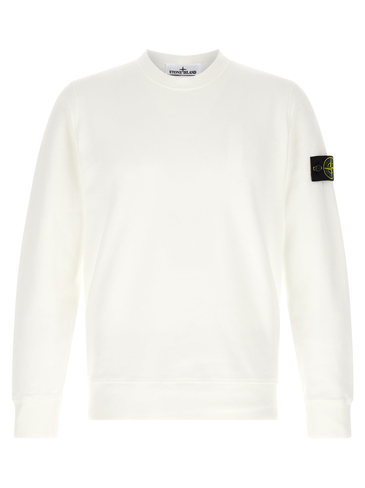 Stone Island Jersey en Coton Bio Brossé Intérieur Blanc