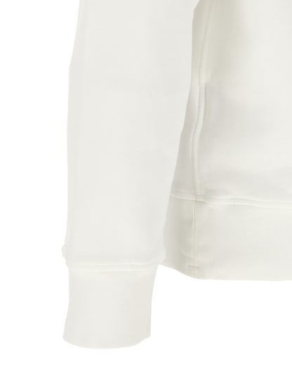 Stone Island Jersey en Coton Bio Brossé Intérieur Blanc