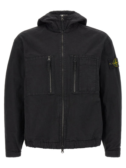 Stone Island Black Cotton Outer Shell Jacket