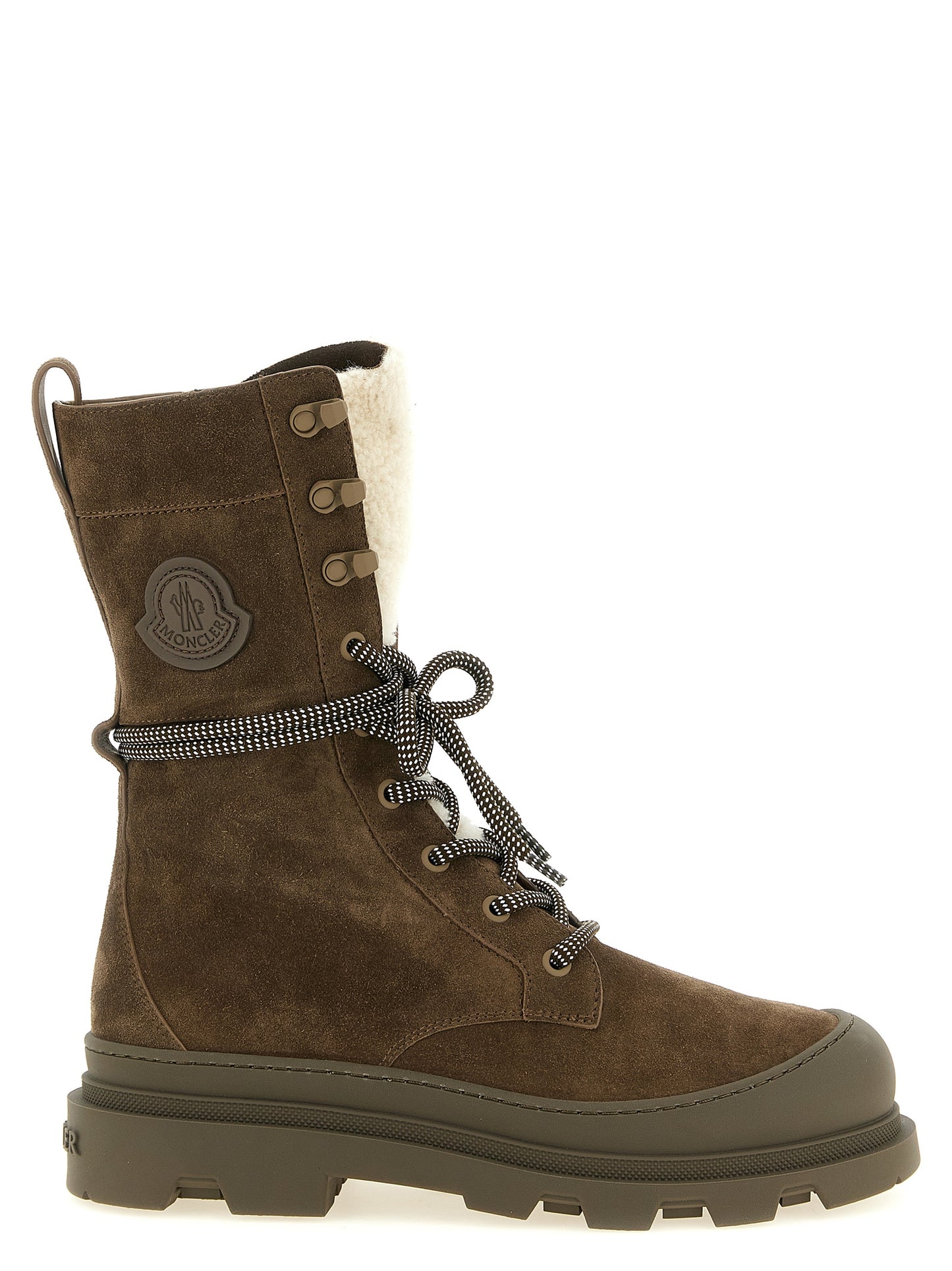 Botas Moncler Vera High de Piel Marrón con Cordones