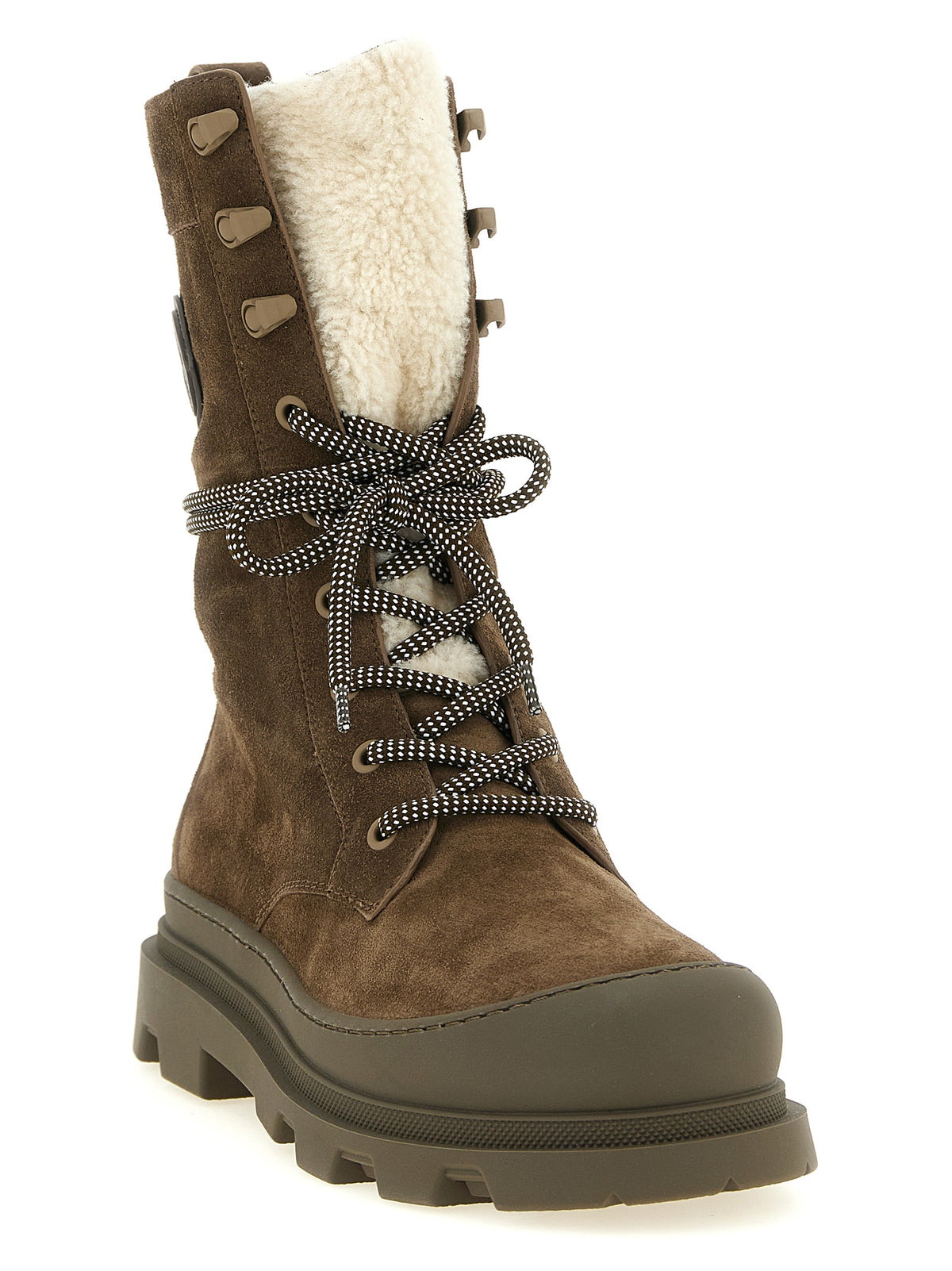 Botas Moncler Vera High de Piel Marrón con Cordones