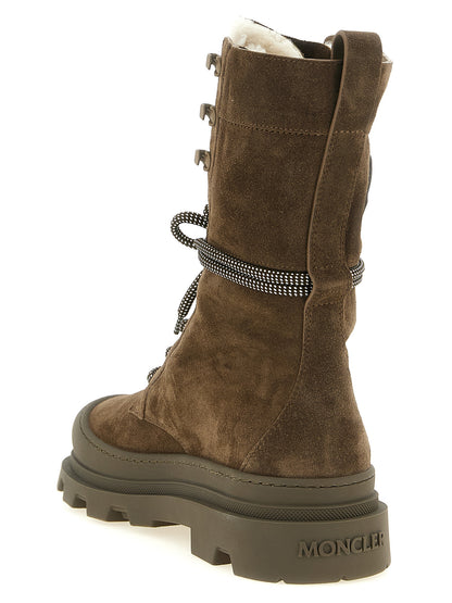 Botas Moncler Vera High de Piel Marrón con Cordones
